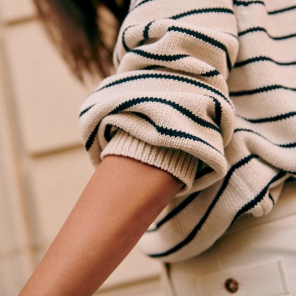 Sezane LÉONTINE JUMPER Ecru / Navy Size M - Picture 4 of 7